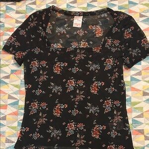No Boundaries Black Floral Sheer Blouse